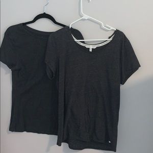 2 blackish/gray short sleeve tops
